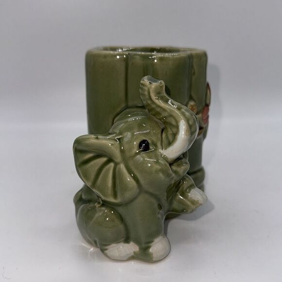 VTG Majolica Lucky Bamboo Elephant Planter - Picture 4 of 8